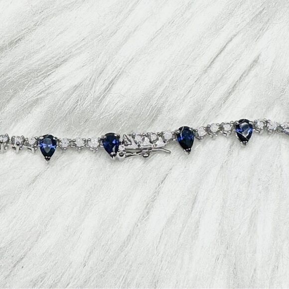 Giani Bernini Necklace, Sterling Silver Fine Jewelry, Deep Dark Blue Stones - Picture 6 of 6